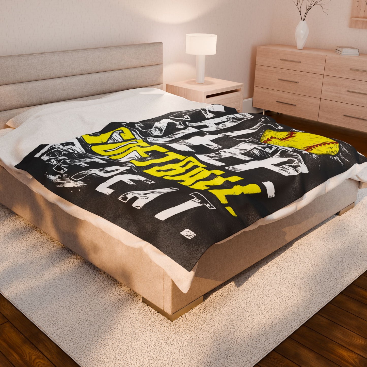 Eat Sleep Softball Repeat Velveteen Plush Blanket