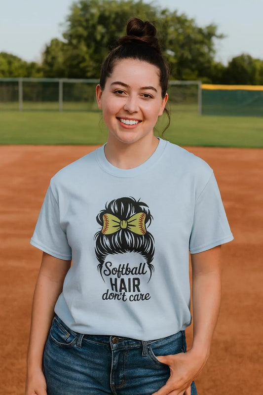 Softball Hair Don't Care Tee