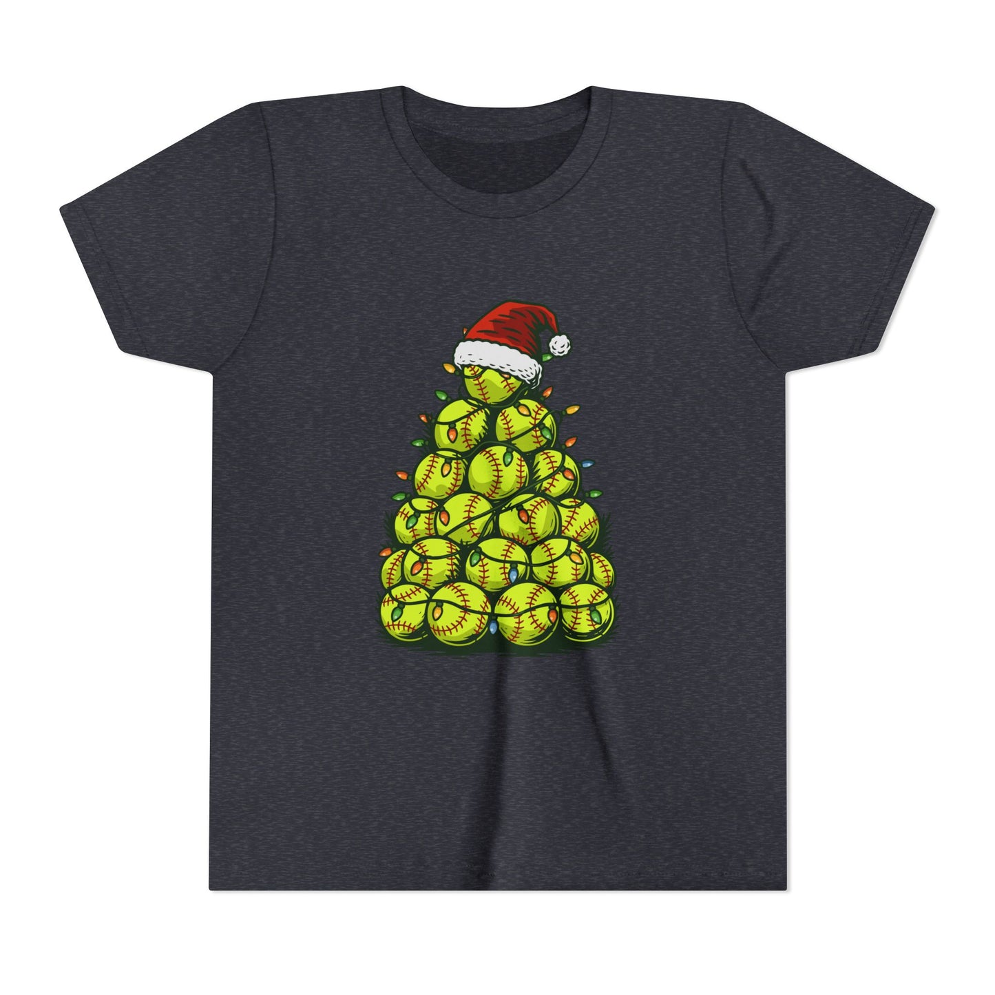 Softball Christmas Tree Festive Santa Hat Tee