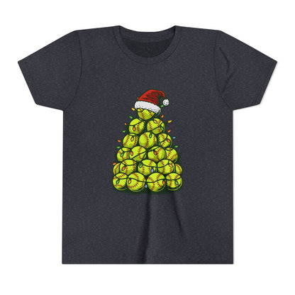 Softball Christmas Tree Festive Santa Hat Tee