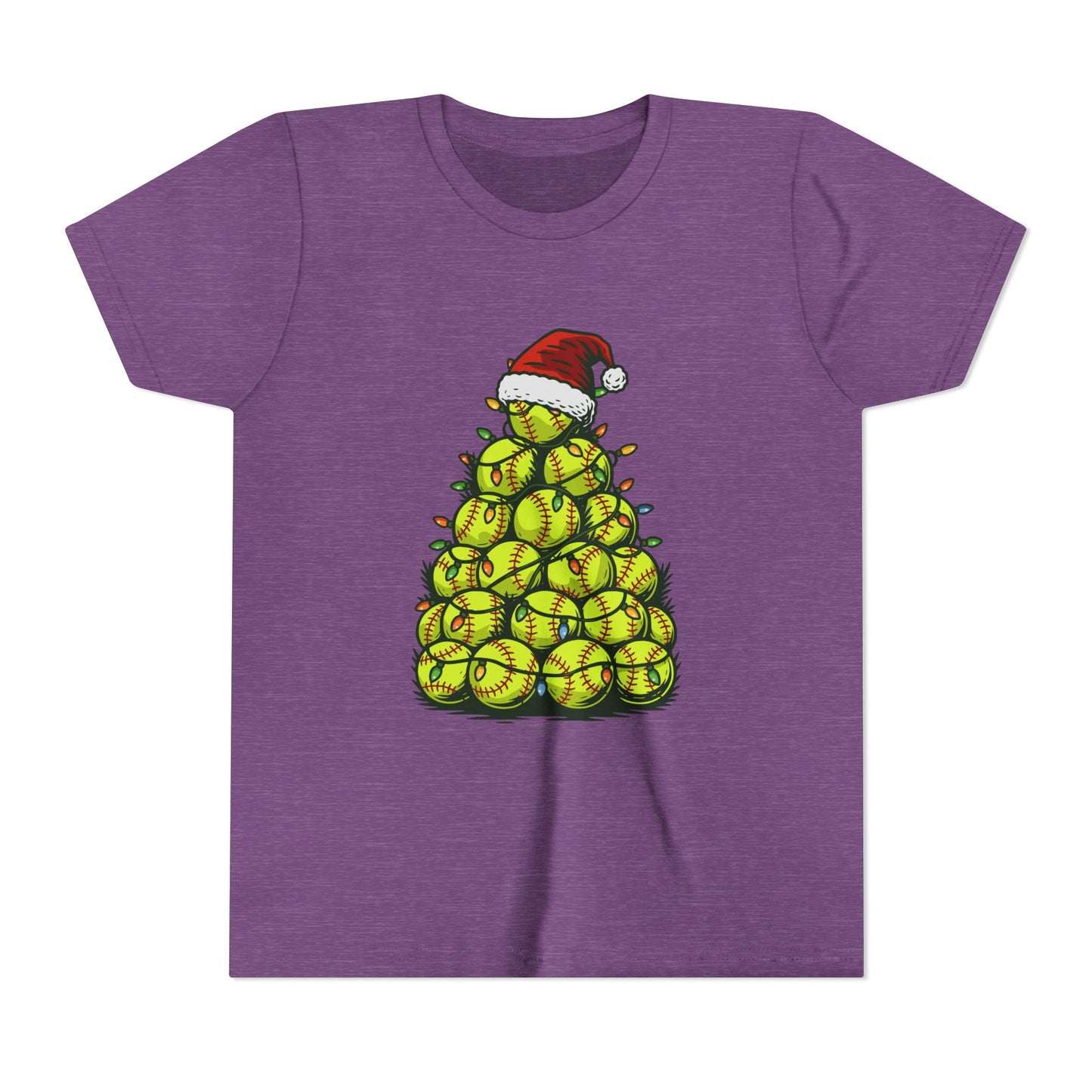 Softball Christmas Tree Festive Santa Hat Tee