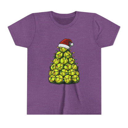 Softball Christmas Tree Festive Santa Hat Tee