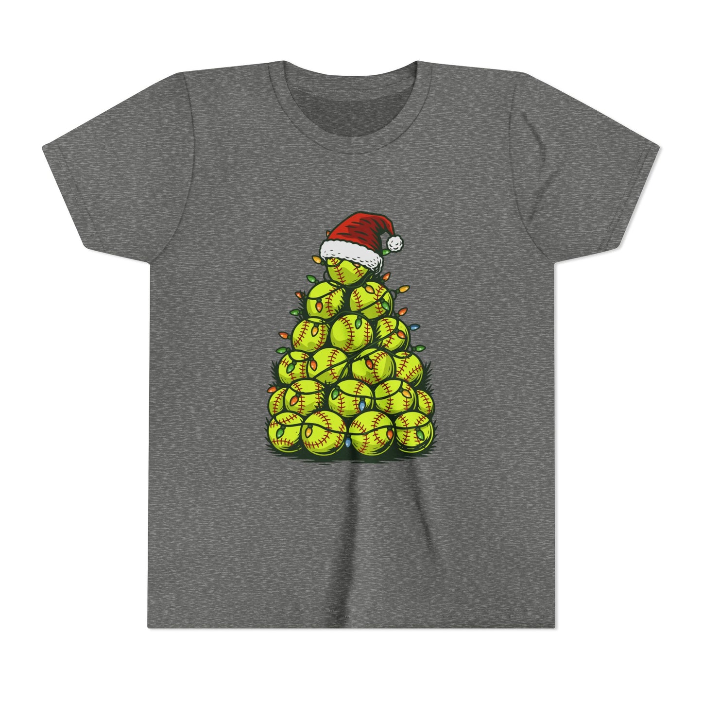 Softball Christmas Tree Festive Santa Hat Tee