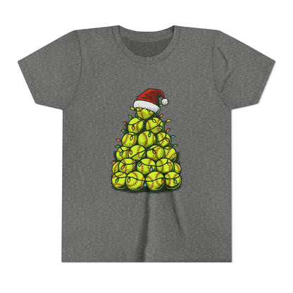 Softball Christmas Tree Festive Santa Hat Tee