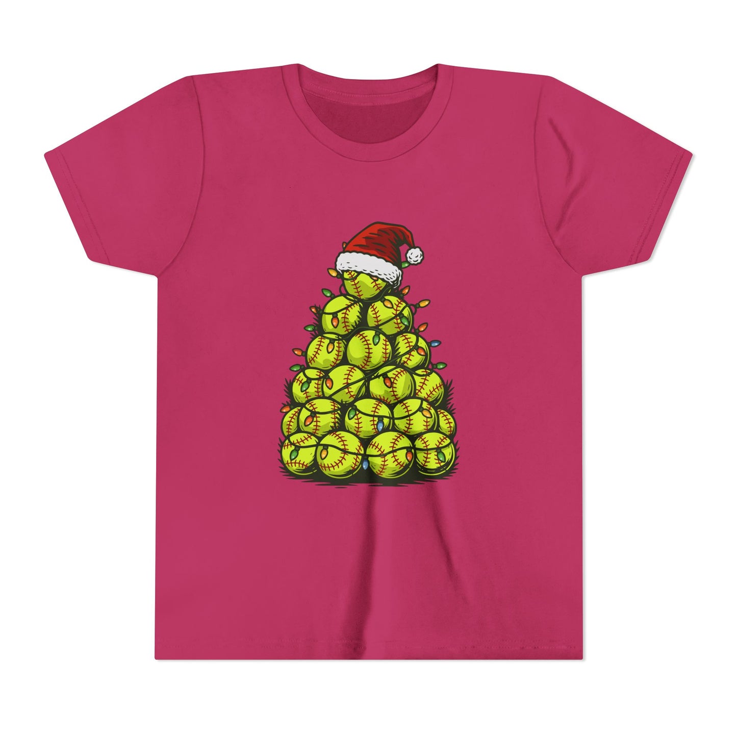 Softball Christmas Tree Festive Santa Hat Tee