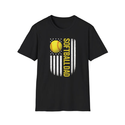 Softball Dad American Flag Tee