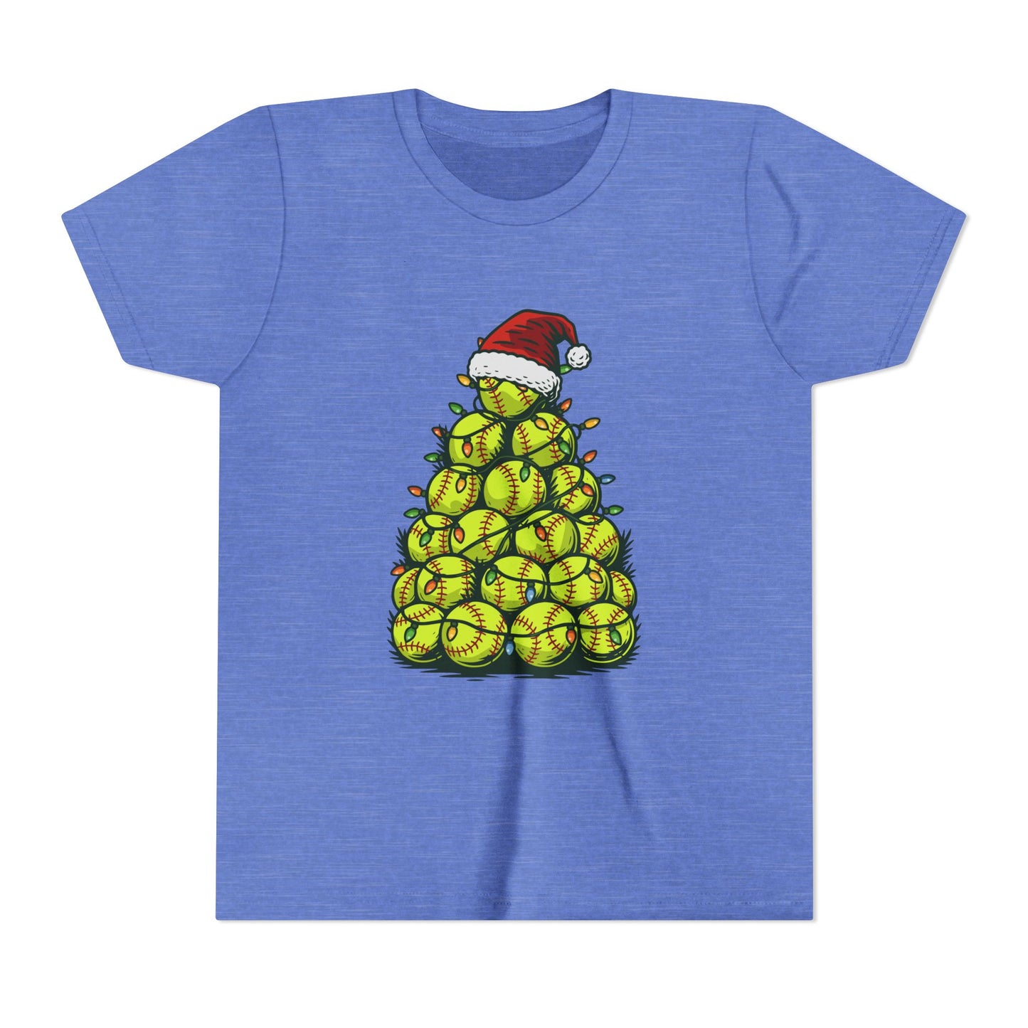 Softball Christmas Tree Festive Santa Hat Tee