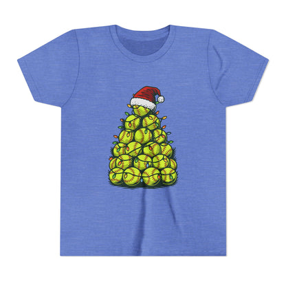 Softball Christmas Tree Festive Santa Hat Tee