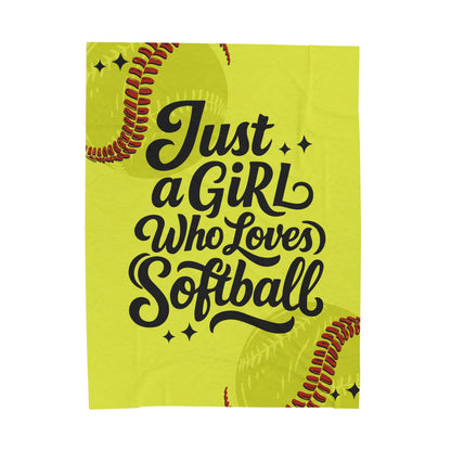 Just a Girl Who Loves Softball Velveteen Plush Blanket