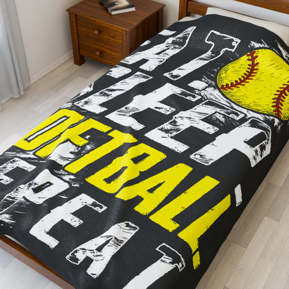 Eat Sleep Softball Repeat Velveteen Plush Blanket