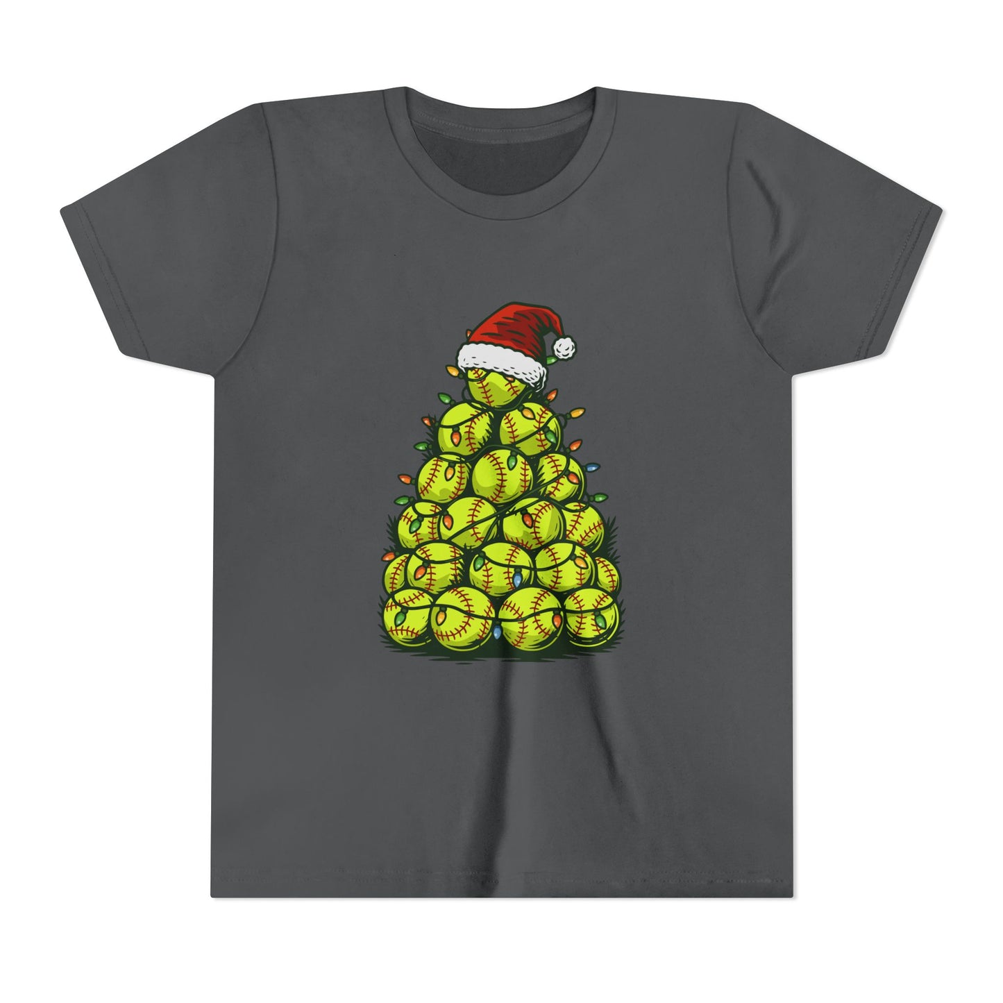 Softball Christmas Tree Festive Santa Hat Tee