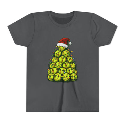 Softball Christmas Tree Festive Santa Hat Tee
