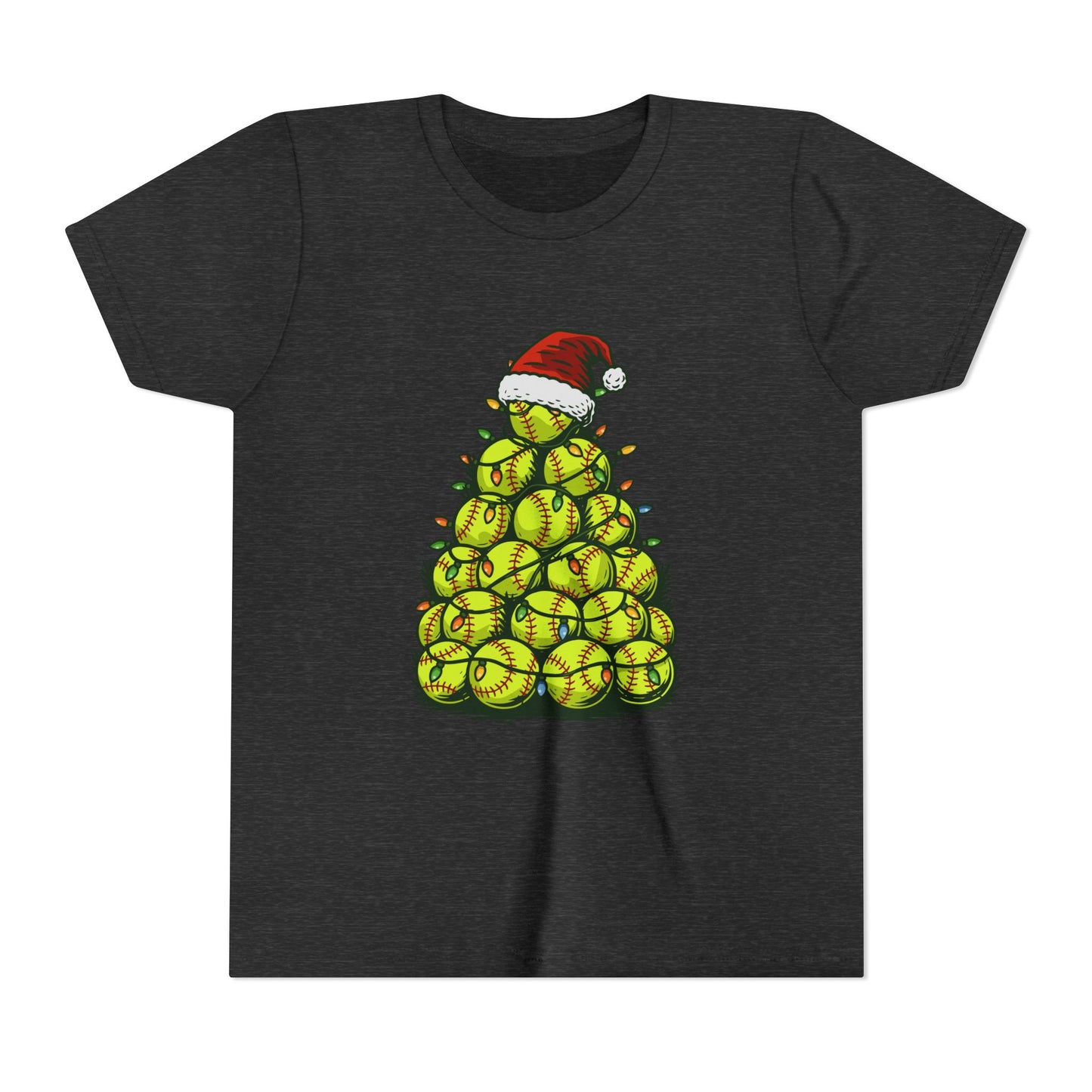 Softball Christmas Tree Festive Santa Hat Tee