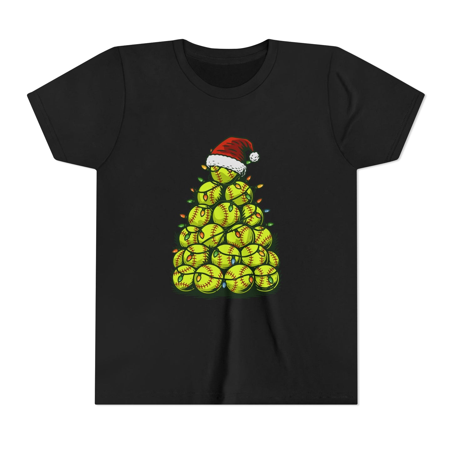 Softball Christmas Tree Festive Santa Hat Tee