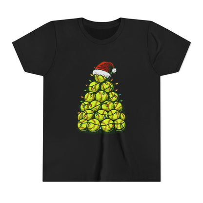 Softball Christmas Tree Festive Santa Hat Tee