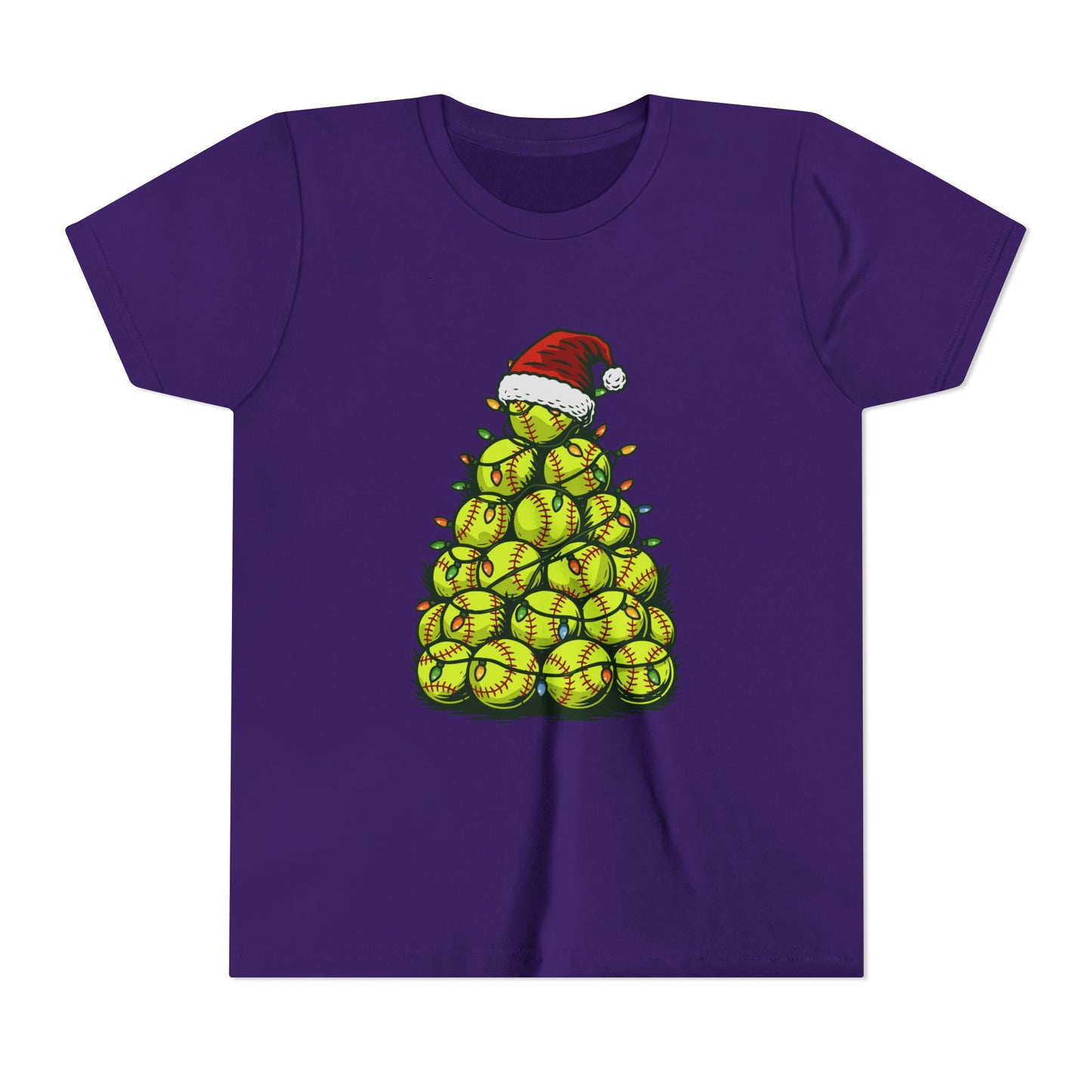 Softball Christmas Tree Festive Santa Hat Tee