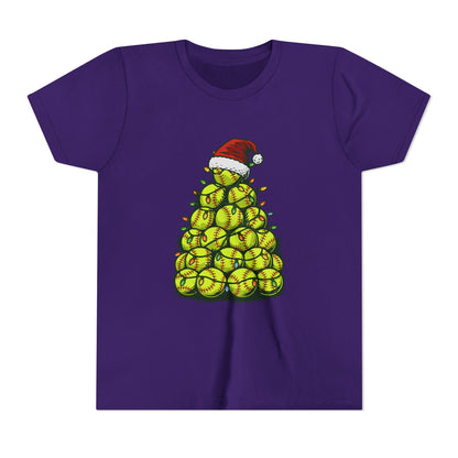Softball Christmas Tree Festive Santa Hat Tee