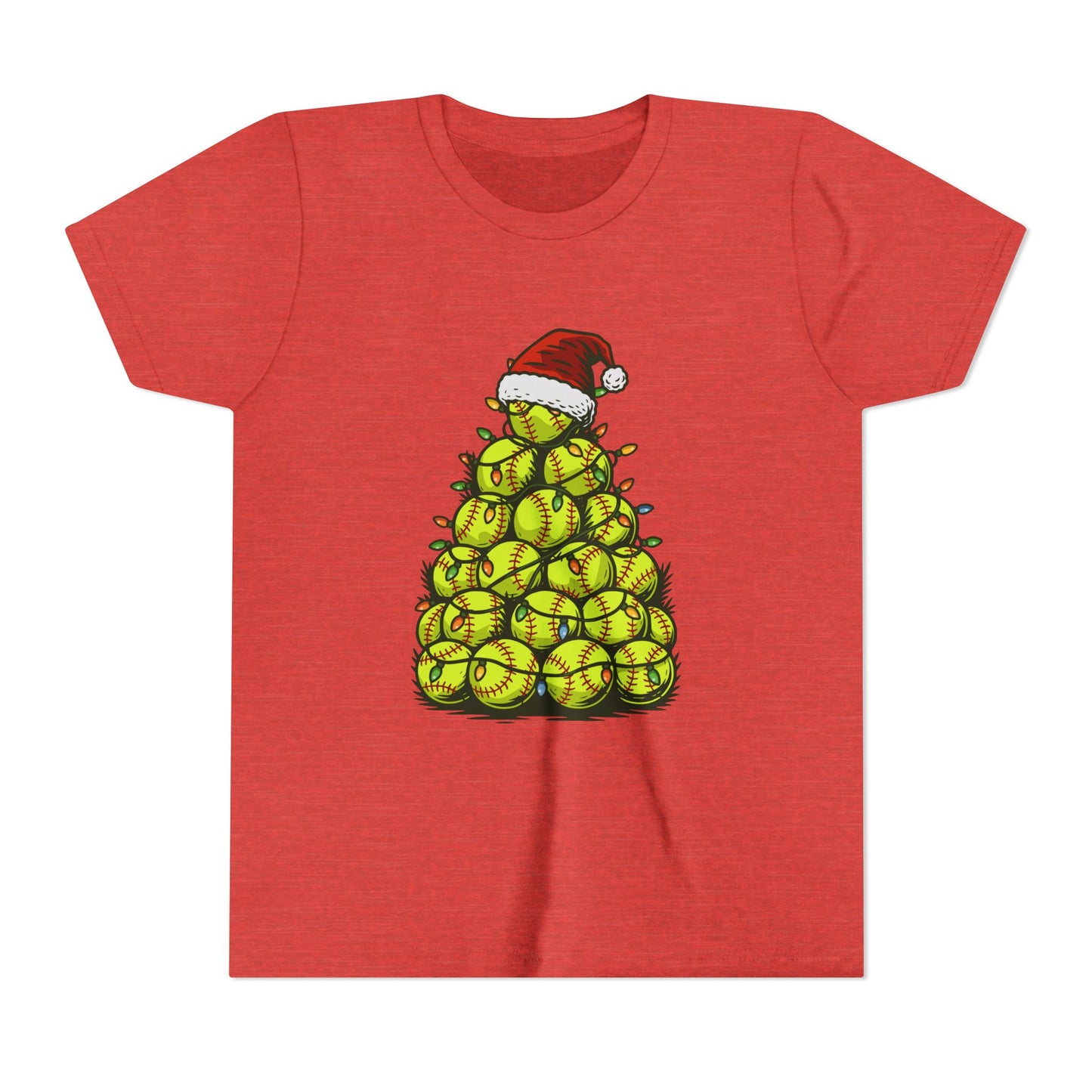 Softball Christmas Tree Festive Santa Hat Tee