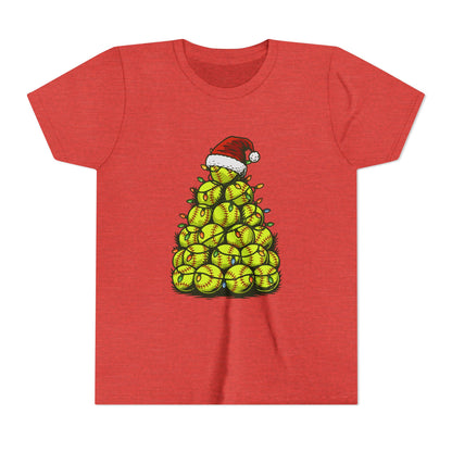 Softball Christmas Tree Festive Santa Hat Tee