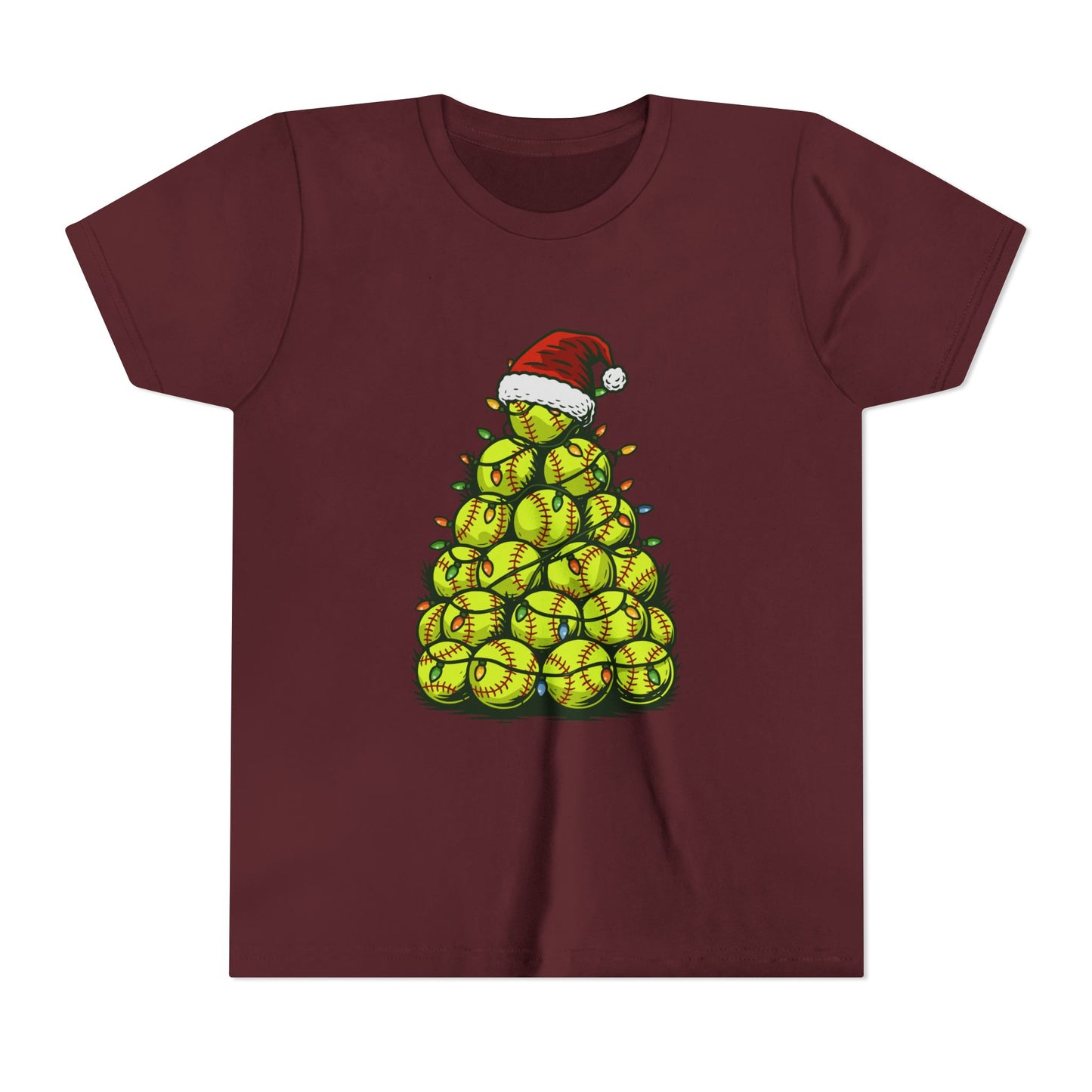 Softball Christmas Tree Festive Santa Hat Tee