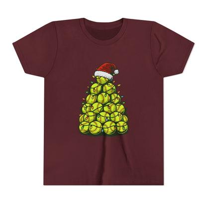 Softball Christmas Tree Festive Santa Hat Tee
