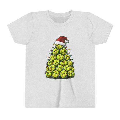 Softball Christmas Tree Festive Santa Hat Tee