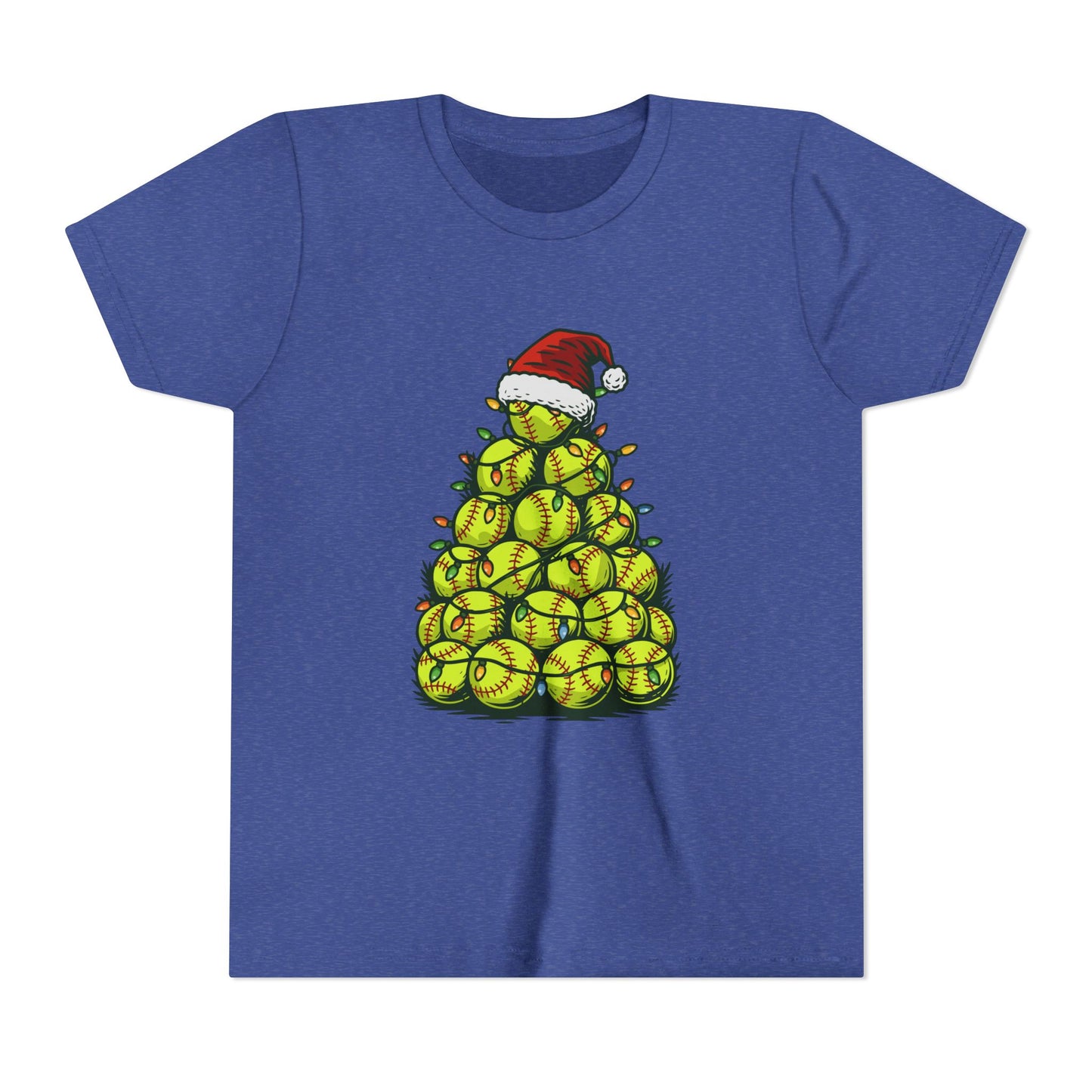 Softball Christmas Tree Festive Santa Hat Tee