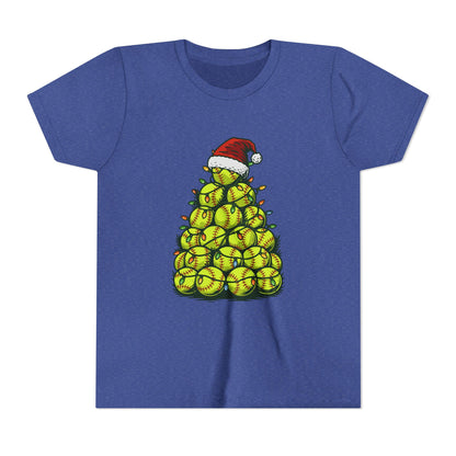 Softball Christmas Tree Festive Santa Hat Tee