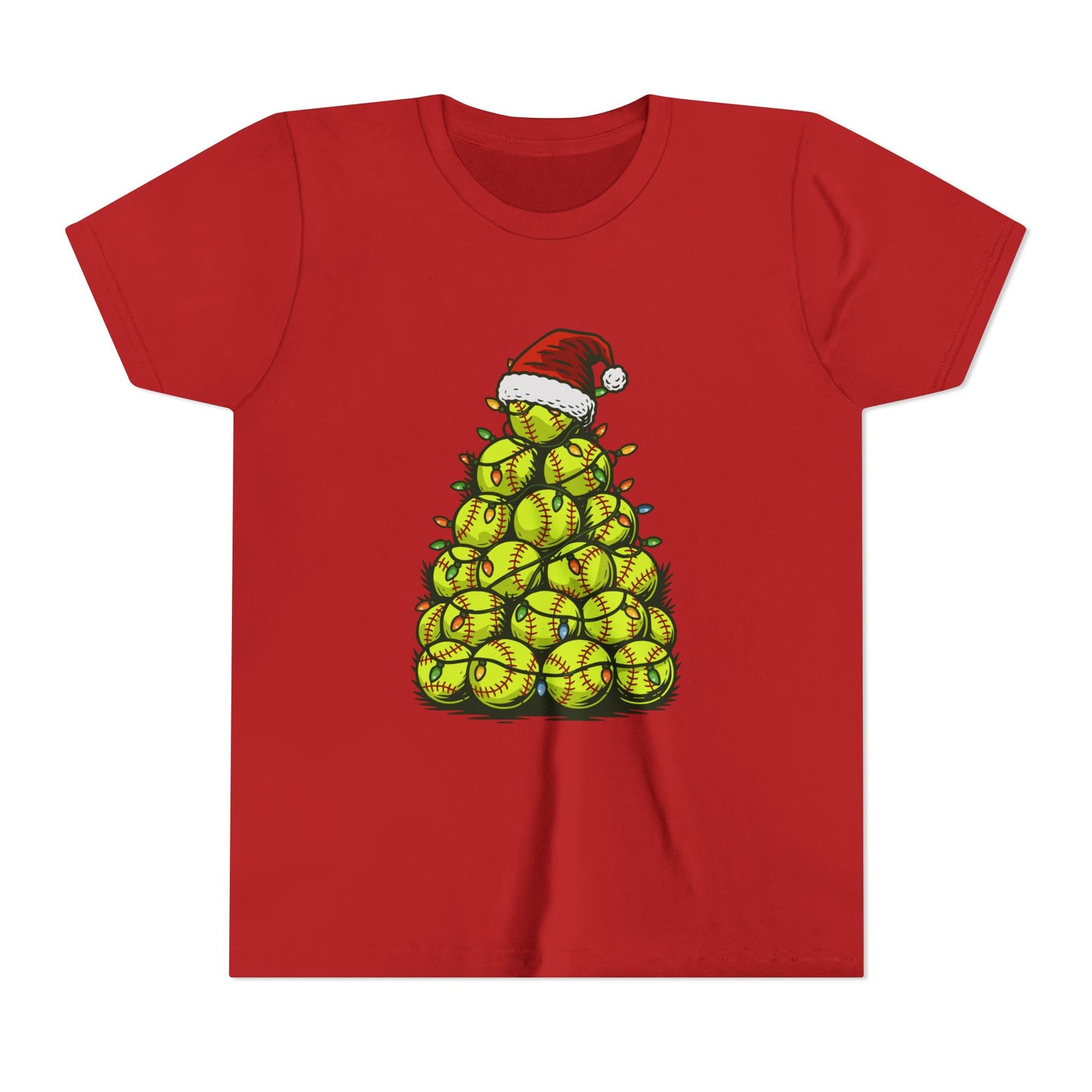 Softball Christmas Tree Festive Santa Hat Tee