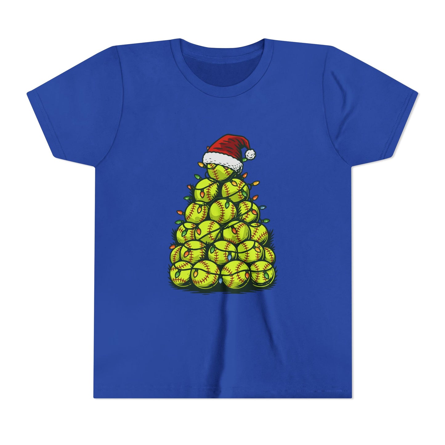 Softball Christmas Tree Festive Santa Hat Tee