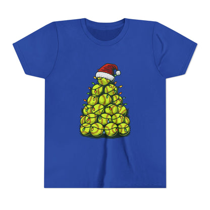 Softball Christmas Tree Festive Santa Hat Tee