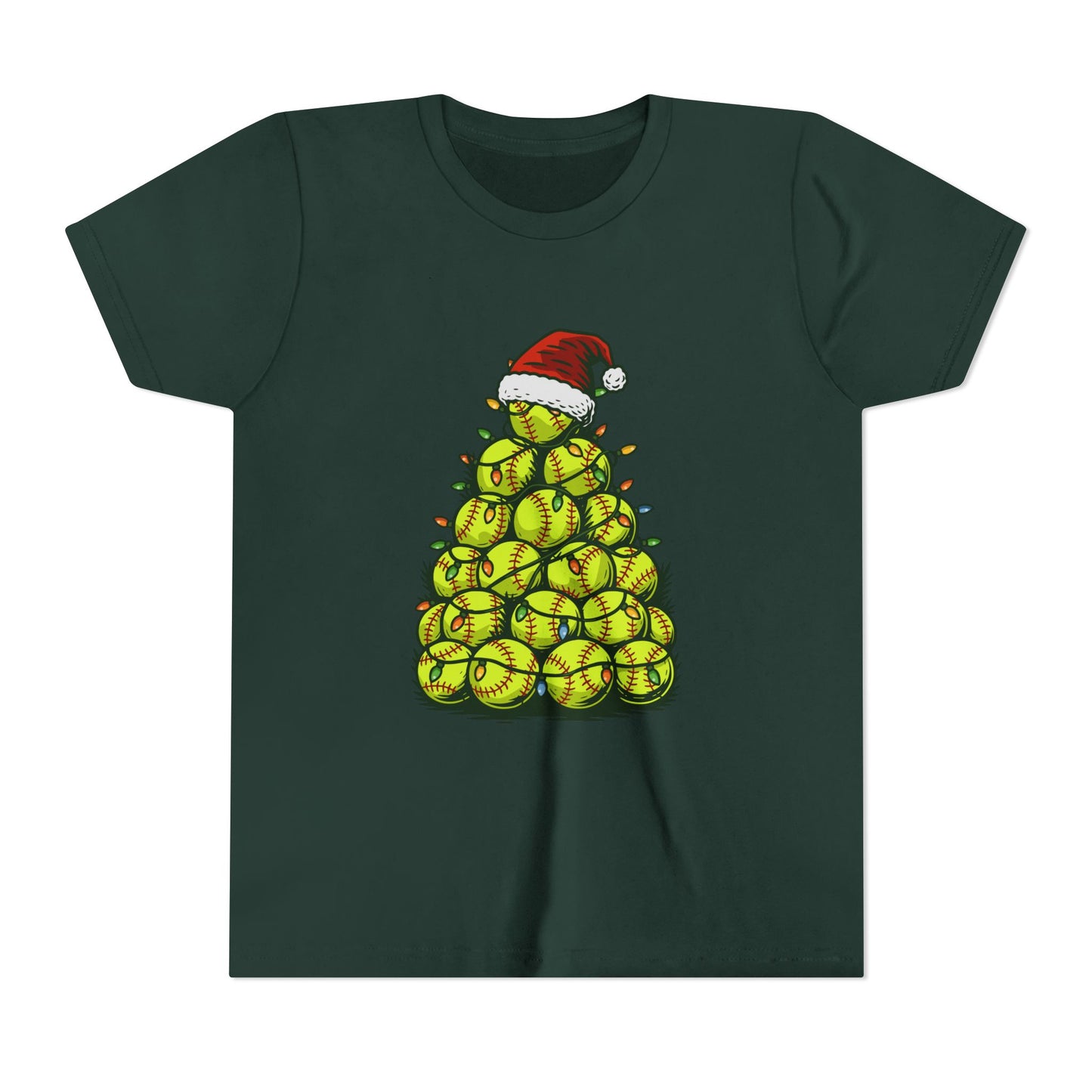 Softball Christmas Tree Festive Santa Hat Tee