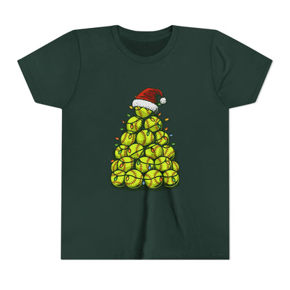 Softball Christmas Tree Festive Santa Hat Tee