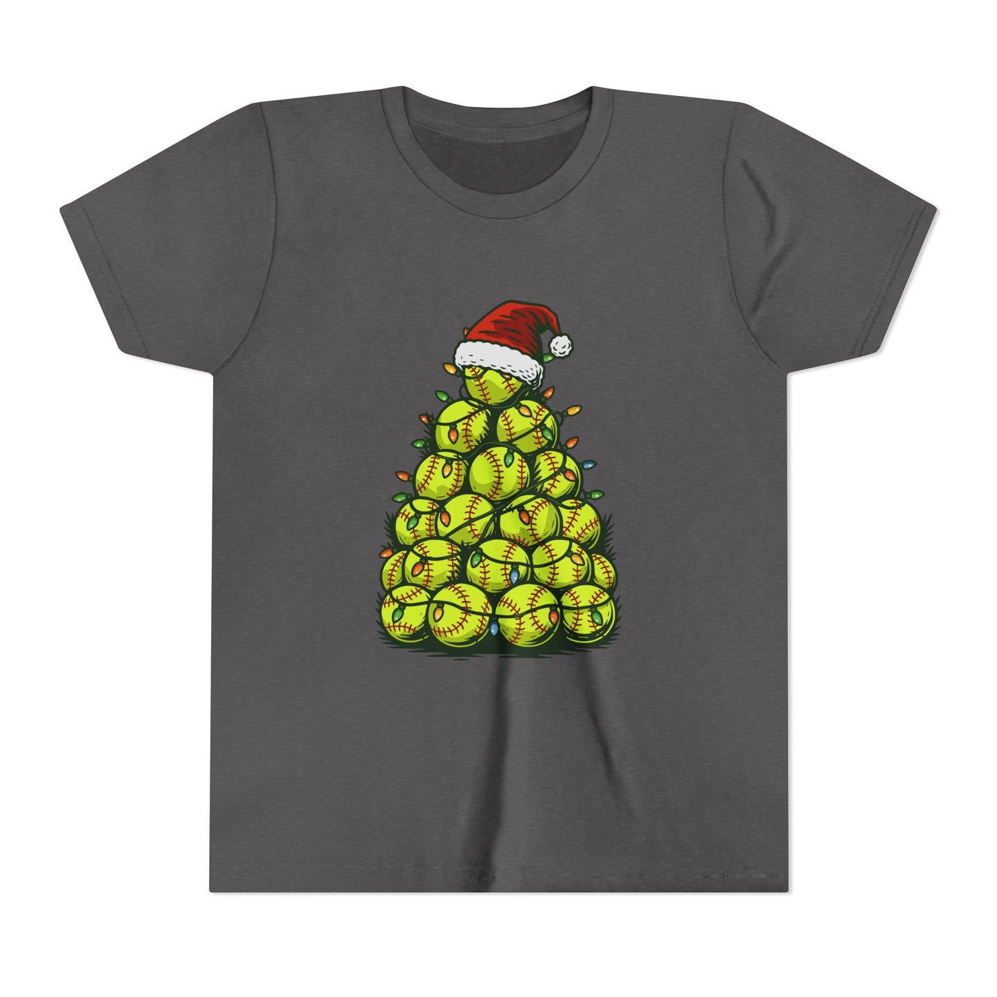 Softball Christmas Tree Festive Santa Hat Tee