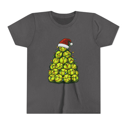 Softball Christmas Tree Festive Santa Hat Tee