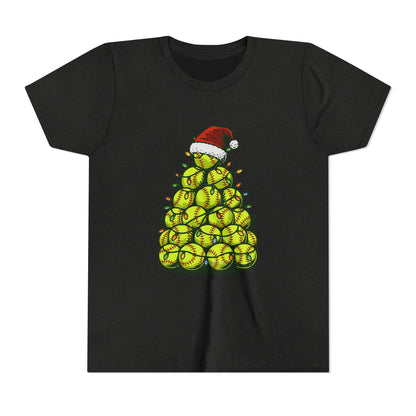 Softball Christmas Tree Festive Santa Hat Tee