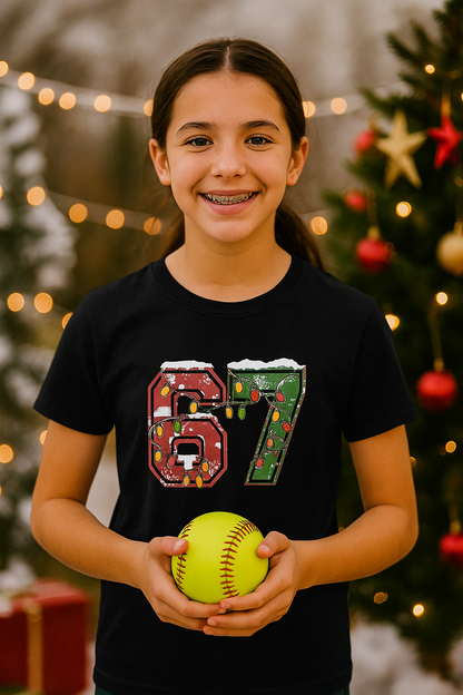 67 Vintage Number Tee with Holiday Lights Design