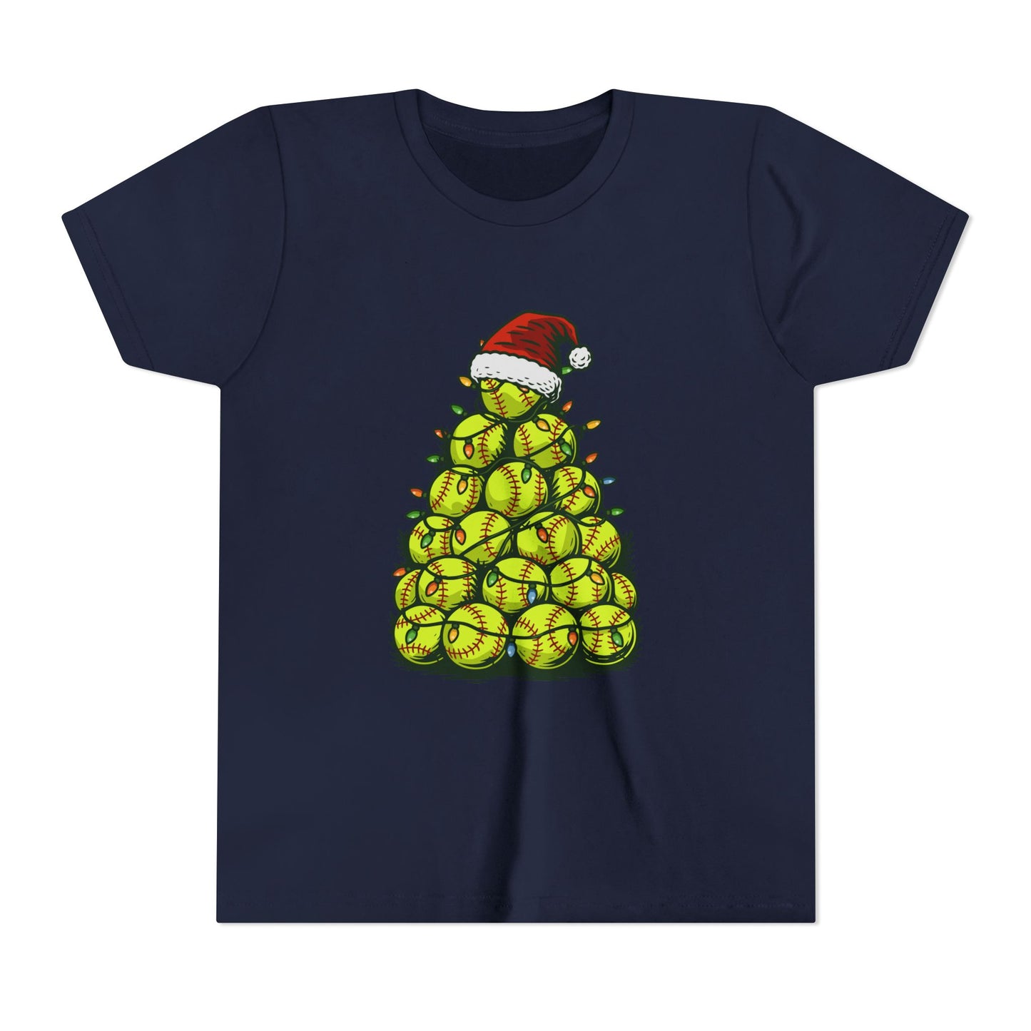 Softball Christmas Tree Festive Santa Hat Tee