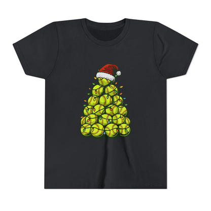 Softball Christmas Tree Festive Santa Hat Tee