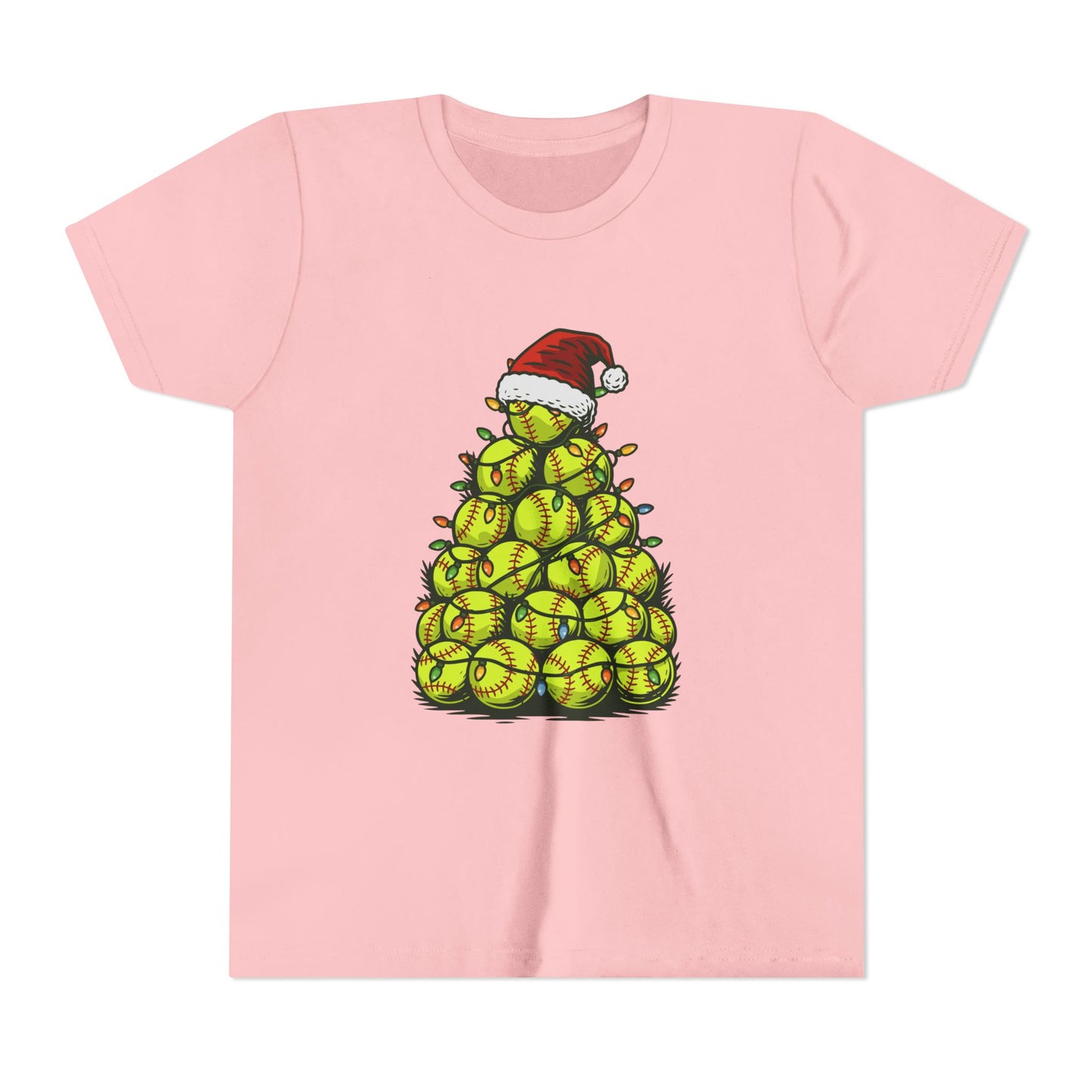 Softball Christmas Tree Festive Santa Hat Tee