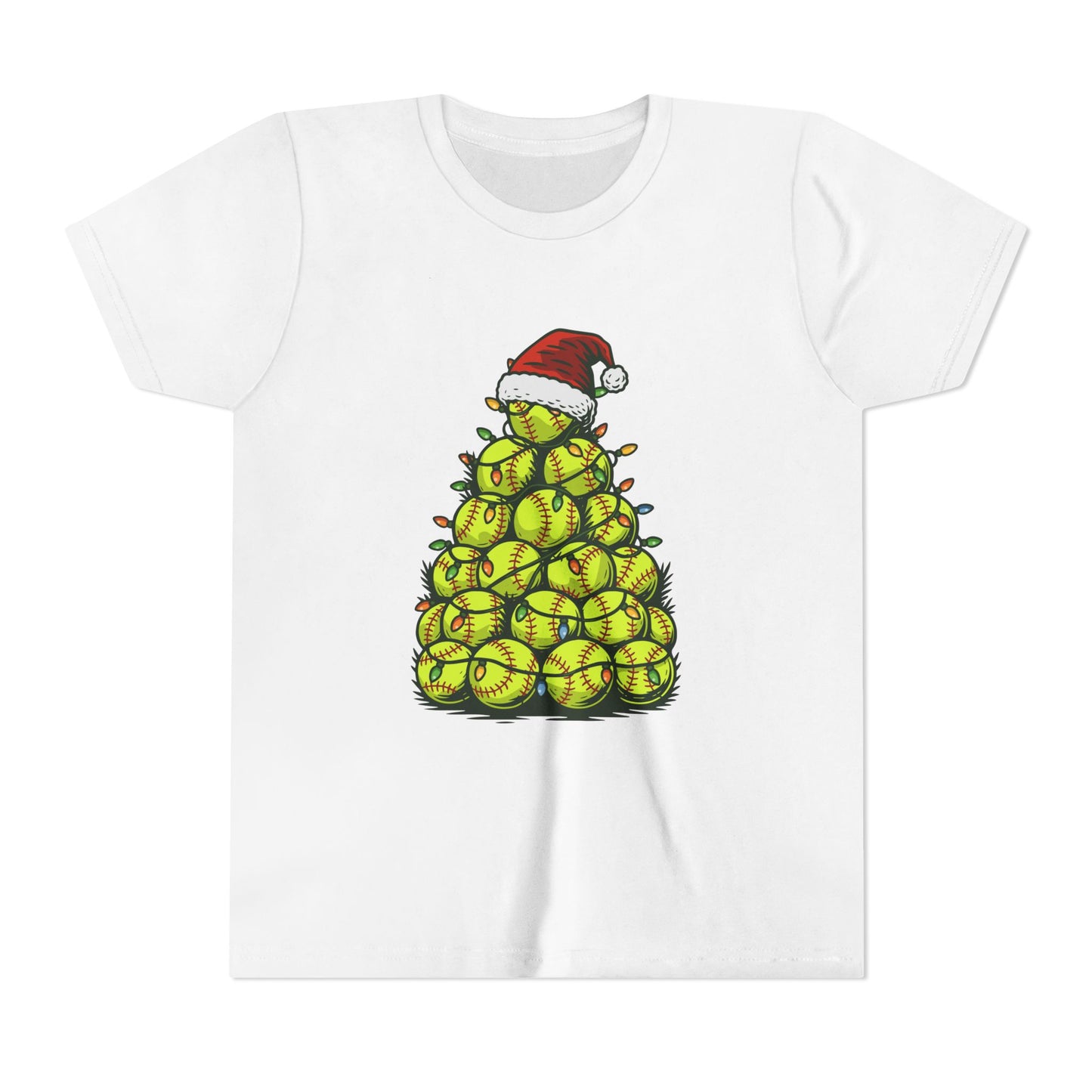 Softball Christmas Tree Festive Santa Hat Tee