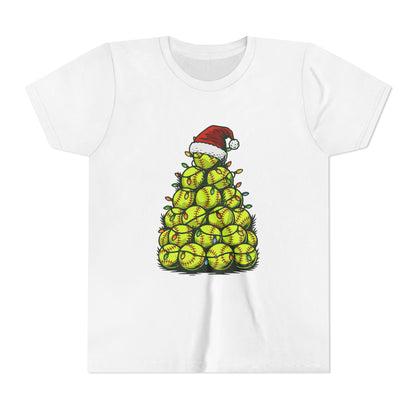 Softball Christmas Tree Festive Santa Hat Tee