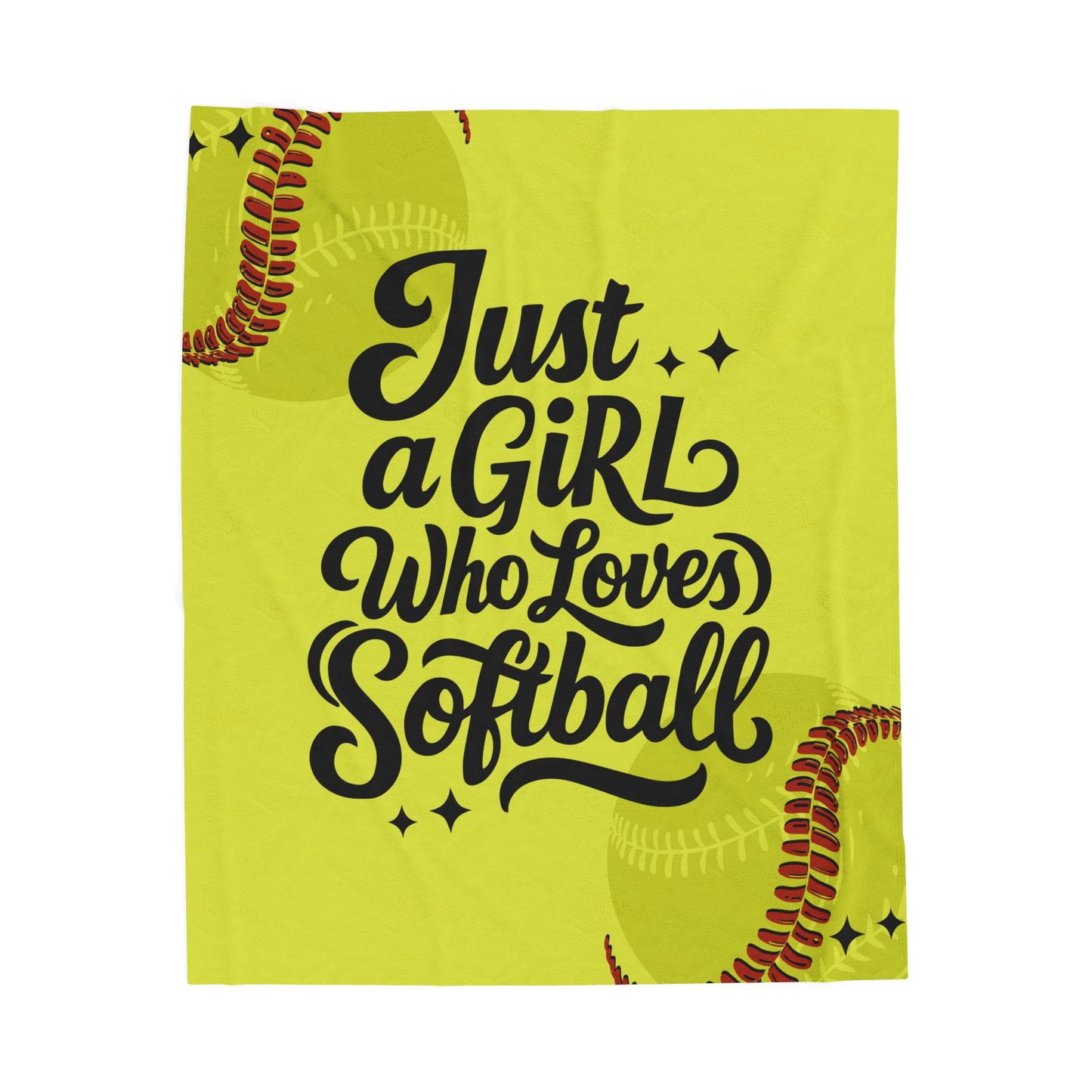 Just a Girl Who Loves Softball Velveteen Plush Blanket