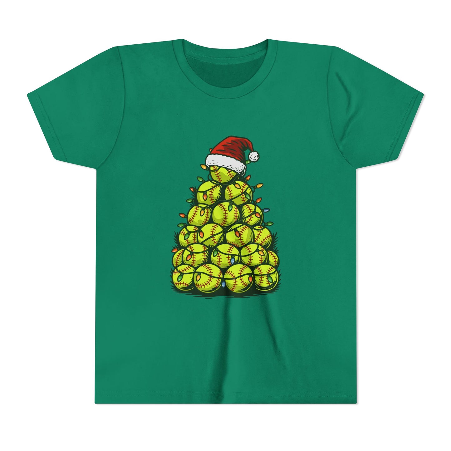 Softball Christmas Tree Festive Santa Hat Tee