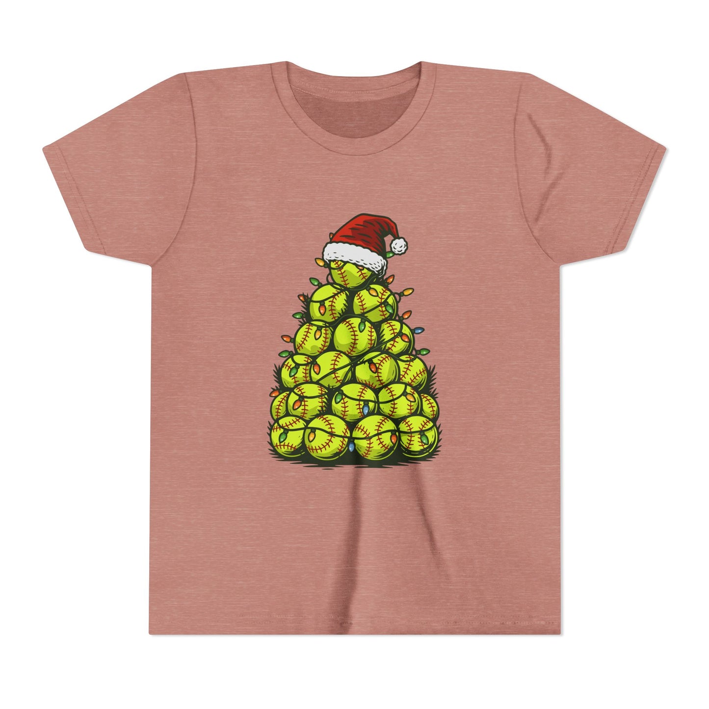Softball Christmas Tree Festive Santa Hat Tee