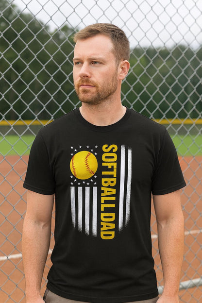 Softball Dad American Flag Tee